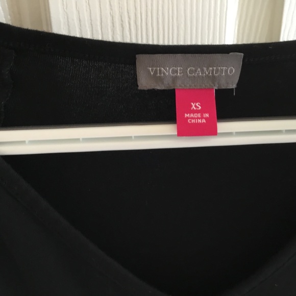 Vince Camuto black top with sheer slit short sleeves - Picture 8 of 9